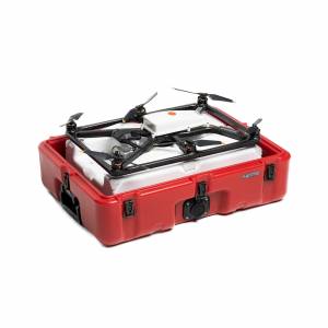 UAV captif Fotokite placé dans sa caisse de transport
